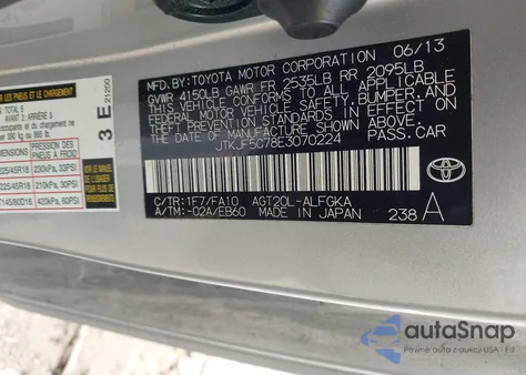 2014 Scion Tc from USA, damaged, VIN JTKJF5C78E3070224